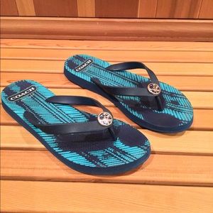 Blue COACH flip flops